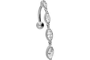 Titanium crystal chain 925 sterling silver navel piercing piercinginspiration®