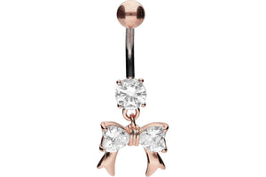 Titanium Crystal Bow Crystals 925 Sterling Silver Navel Piercing Barbell piercinginspiration®