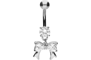 Titan Kristall Schleife Kristalle 925 Sterling Silber Bauchnabelpiercing Barbell piercinginspiration®
