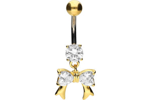 Titanium Crystal Bow Crystals 925 Sterling Silver Navel Piercing Barbell piercinginspiration®