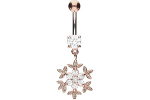 Titan Schneeflocke Kristalle 925 Sterling Silber Bauchnabelpiercing Barbell piercinginspiration®