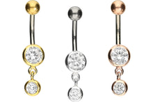 Upload the picture to the gallery viewer, Titanium 2 Crystals Pendant Navel Piercing Barbell piercinginspiration®
