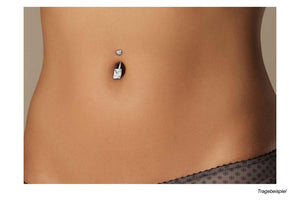 Titanium rectangle set crystal navel piercing internal thread barbell piercinginspiration®