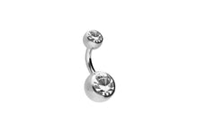 Upload the picture to the gallery viewer, titanium internal thread 2 crystals navel piercing piercinginspiration®