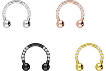 Load image into gallery viewer, Titanium Horseshoe Set Crystals Ring Barbell piercinginspiration®