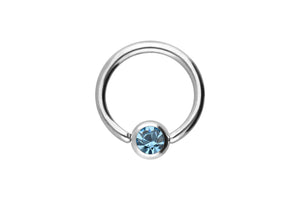 Closed clamping ball ring, crystal, surgical steel piercinginspiration®