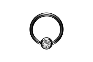 Closed clamping ball ring Flat disc crystal Surgical steel piercinginspiration®