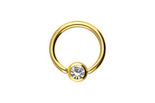 Upload the image to the gallery viewer, Closed Clamp Ball Ring Flat Disc Crystal Surgical Steel piercinginspiration®