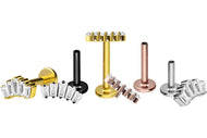 Titan Innengewinde Labret 5 Baguette Kristalle Ohrpiercing Platte Flach piercinginspiration®