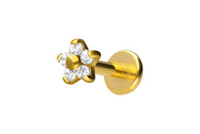 Carica l'immagine nel visualizzatore della galleria, Piercing per orecchio fiore in titanio con filettatura femmina 5 cristalli piercinginspiration®