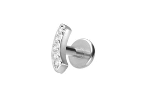 Titanium internal thread labret arch 5 crystals ear piercing piercinginspiration®