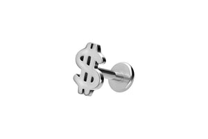 Titanium internal thread Labret US Dollar ear piercing piercinginspiration®