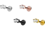 Titan 3 Kristalle Tropfen Innengewinde Labret Ohrpiercing piercinginspiration®