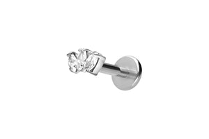 Titanium 3 Crystals Drop Internal Thread Labret Ear Piercing piercinginspiration®