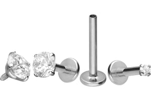 Titanium crystal round internal thread labret ear piercing piercinginspiration®
