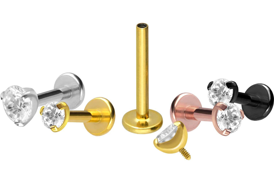 Titan Innengewinde Eingefasster Kristall Rund Labret Ohrpiercing piercinginspiration®