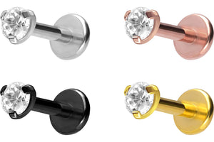 Titanium Internal Thread Mounted Crystal Round Labret Ear Piercing piercinginspiration®