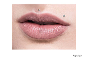 Piercing de oreja Labret redondo de cristal montado con rosca interna de titanio piercinginspiration®