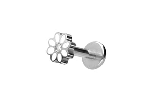Titanium Female Thread Labret Daisy Crystal Flower Ear Piercing Plate Flat piercinginspiration®