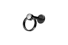 Load the image into the gallery viewer, Titanium Crystal Ball Clamp Ring Internally Threaded Labret Ear Piercing piercinginspiration®