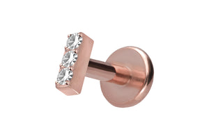 Titanium internal thread crystal bar labret ear piercing piercinginspiration®