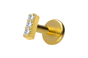 Titanium internal thread crystal bar labret ear piercing piercinginspiration®