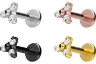 Titan Innengewinde Labret 3 Kristalle Blume Ohrpiercing piercinginspiration®