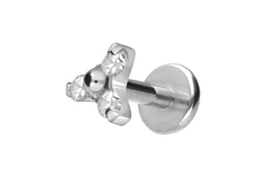 Titanium Internal Threaded Labret 3 Crystals Flower Ear Piercing piercinginspiration®