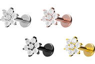 Titan Blume Innengewinde Labret Kristallblume Ohrpiercing piercinginspiration®