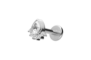 Titanium Internal Thread Labret Crystal Drop 6 Crystals Ear Piercing Plate Flat piercinginspiration®