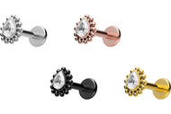 Titan Kugeln Tropfen Kristall Innengewinde Labret Ohrpiercing piercinginspiration®