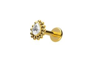 Titanium balls drop crystal internal thread labret ear piercing piercinginspiration®