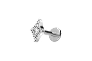 Titanium Internal Thread Labret Rhombus Oriental Crystal Balls Ear Piercing Plate Flat piercinginspiration®