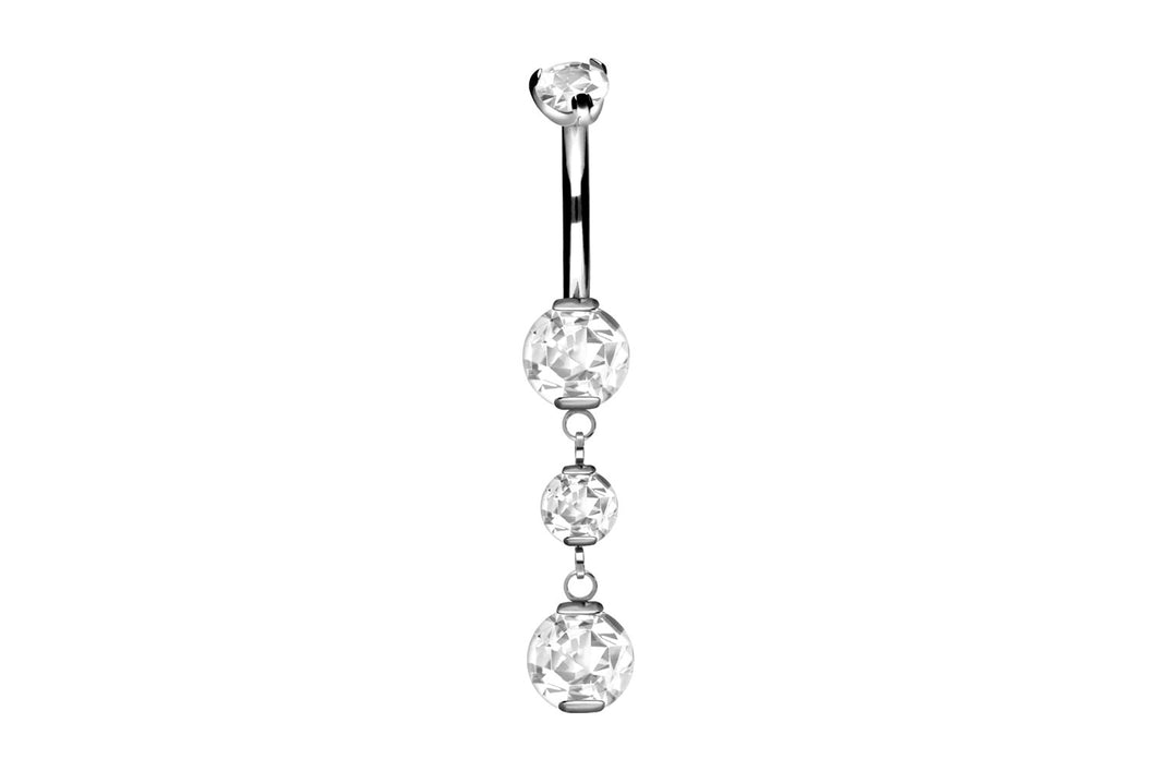 Titan 4 Kristalle Mini Bauchnabelpiercing Innengewinde Barbell piercinginspiration®
