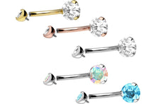 Upload the picture to the gallery viewer, titanium 2 crystals mini navel piercing female thread barbell piercinginspiration® <