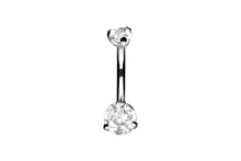 Upload the picture to the gallery viewer, titanium 2 crystals mini navel piercing female thread barbell piercinginspiration® <