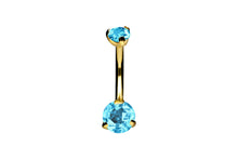 Laden Sie das Bild in den Galerie-Viewer, Titan 2 Kristalle Mini Bauchnabelpiercing Innengewinde Barbell piercinginspiration®&lt;