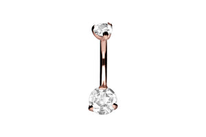 Titan 2 Kristalle Mini Bauchnabelpiercing Innengewinde Barbell piercinginspiration®<