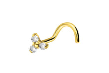 Laden Sie das Bild in den Galerie-Viewer, Titan 3 Kristalle Blume Nasenstecker Spirale piercinginspiration®