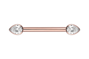 Titanium internal thread crystal teardrop nipple piercing piercinginspiration®