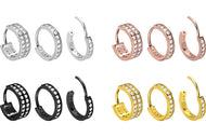 Titan Kreolen Clicker Ring Kristalle Ohrstecker Paar Breit Ohrringe piercinginspiration®