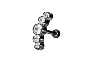 Piercing oreja titanio 5 bolas cristales piercinginspiration®