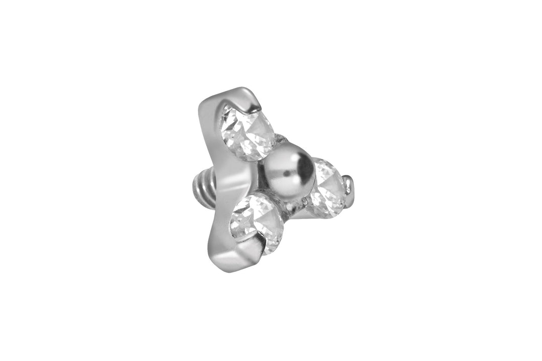 Titan 3 Kristalle Blume Schraubaufsatz mit Außengewinde piercinginspiration®