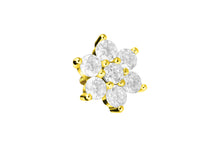 Laden Sie das Bild in den Galerie-Viewer, Titan Kristalle Blume Kristallblume Schraubaufsatz mit Außengewinde piercinginspiration®