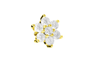 Titan Kristalle Blume Kristallblume Schraubaufsatz mit Außengewinde piercinginspiration®
