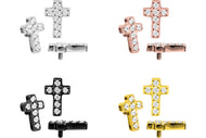Titan Kreuz Kristalle Schraubaufsatz mit Außengewinde piercinginspiration®