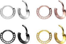 Load image into gallery viewer, Titanium Multiple Set Crystals Pointed Clicker Ring piercinginspiration®