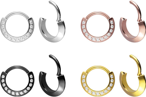 Titan Multiple Eingefasste Kristalle Spitz Clicker Ring piercinginspiration®