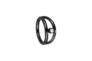 Titan Zweifach Kristall Doppel Ring 2 Ringe Clicker piercinginspiration®