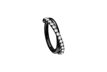 Load image into gallery viewer, Titanium Clicker 2 Rings Set Crystals Crossed piercinginspiration®